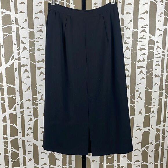 Valentino Miss V 90s 100% Wool Midi Pencil Skirt 38 Black - Picture 2 of 10